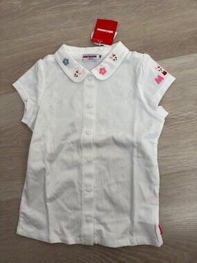 NWT Miki House Usako Blouse Girls 100 (US 3T-4T) White Bunny Made in Japan